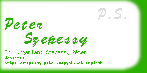 peter szepessy business card