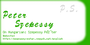 peter szepessy business card